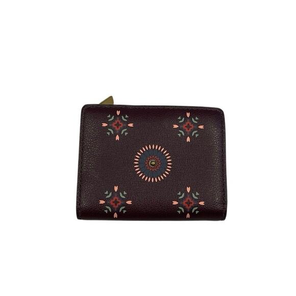 Fossil Handbags - Fossil Leather Bifold Mini Wallet Bohemian Southwestern Western Zip-Around Coin